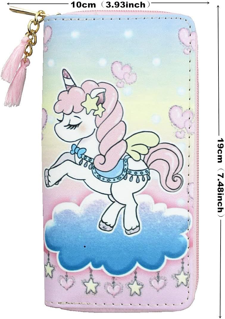 MayeBridge Cute Unicorn Purse Unicorn Zipper Wallet Long Clutch Bag PU Leather Purse For Girls Women (Pink unicorn 0102B) - Image 2